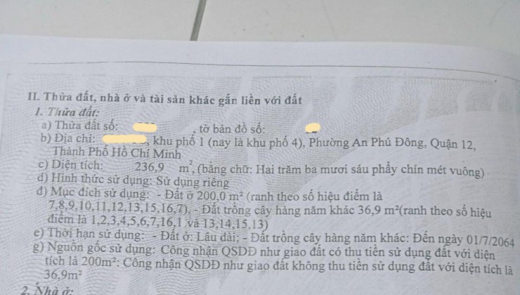 Bán đất Quốc Lộ 1A P. An Phú Đông Q. 12, ngang 10.5m, giá giảm còn 5.x tỷ